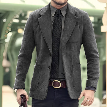 Men's Blazer 2 Button Classic Herringbone Jacket Steampunk Style Outerwear Winter Youth Clothes Suit for Men
